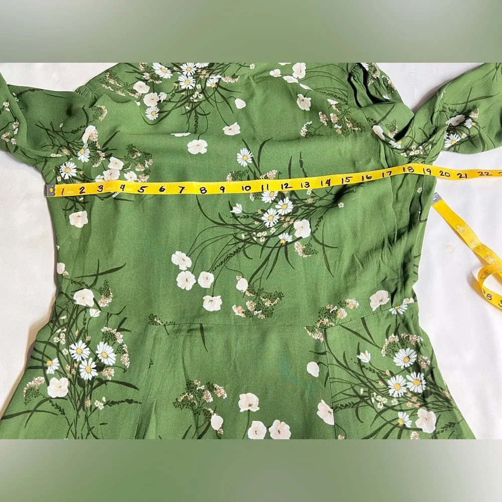 REFORMATION Lomita Green floral long sleeve open back PERSIS mini dress size 10. - Picture 14 of 16